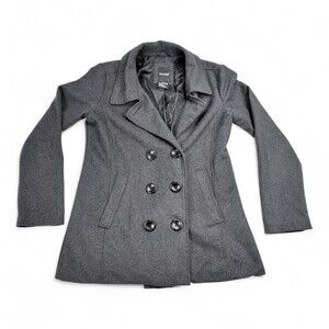 Me Jane Women's Gray Double-Breasted Pea Coat Size M